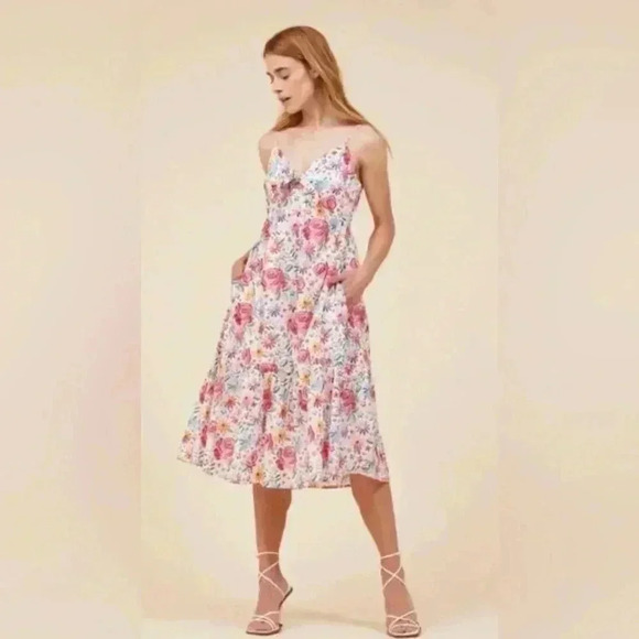 Moodie The Lauren Midi Dress, Floral, adjustable spaghetti strap , lined - Picture 10 of 12